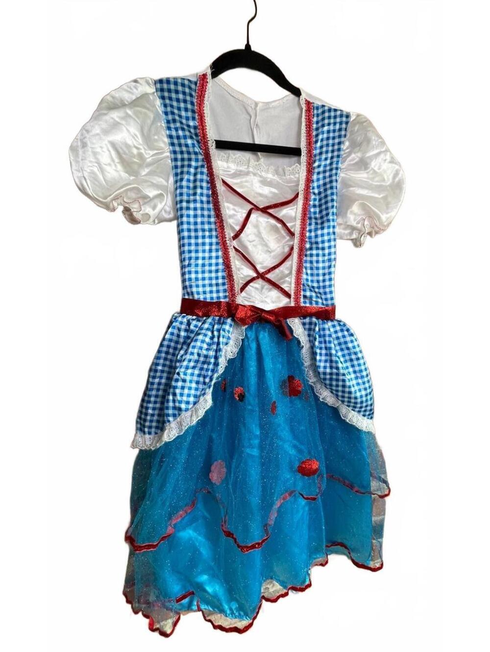 Girls' Blue and White Costume Dress with Red Accents Dorothy Vibes